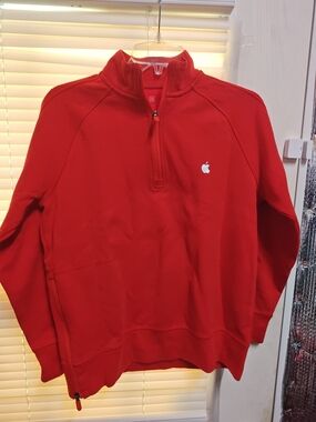 Apple Men’s Red Quarter-Zip Pullover Sweater